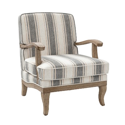 Rinaldo Farmhouse Style Armchair with Romantic Stripes Armchair for Living Room, Lounge, Bedroom  | ARTFUL LIVING DESIGN