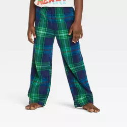 Toddler Holiday Tartan Plaid Fleece Matching Family Pajama Pants - Wondershop™ Blue 3T