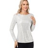 Anna-Kaci Women's Long Sleeve Sequin Top with Crew Neck and Fitted Silhouette - 3 of 4