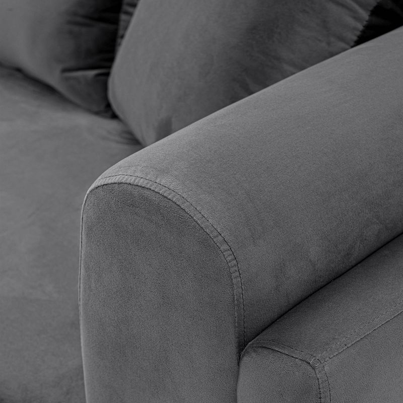 Edmonda Contemporary Velvet Upholstered Sofa with Pillows - Manhattan Comfort, 3 of 11