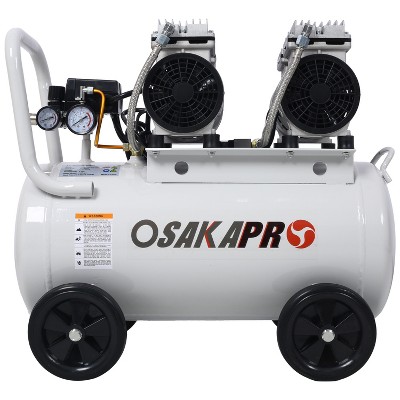 HANPURE 2.5 HP Silent 13 Gallon Oil-Free Electric Air Compressor, Portable with Wheels, 70 dBA, Automatic Drain Valve, Light Gray