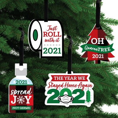 Big Dot of Happiness Oh Quarantree - 2021 Quarantine Christmas Holiday Decorations - Christmas Tree Ornaments - Set of 12