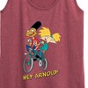 Women's - Hey Arnold! - Arnold and Gerald on Bike Graphic Racerback Tank - 2 of 4