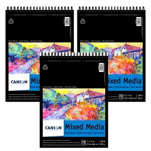 Canson Artist Series Mixed Media Pad, Top Wire Binding, 20 Sheet, 11x14 inch, Pack of 3 - 1 of 4