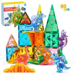 Joyfy Magnetic Tiles Dinosaurs Magnet Building Blocks Toys for Kids Ages 3-5, Animals Educational STEM Learning for Boys Girls Toddlers 5-7 Year Old - 1 of 4