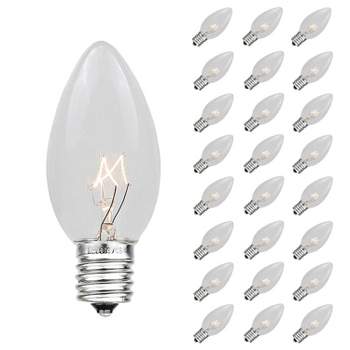 Novelty Lights C7 Incandescent Traditional Vintage Christmas Replacement Bulbs 25 Pack