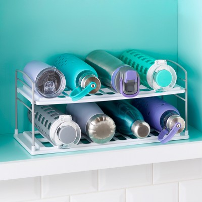 Adjustable 2-Shelf Wide Steel Bottle & Mug Organizer