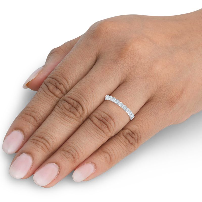 Pompeii3 1/2ct Diamond 9-Stone Womens Wedding Ring 14k White Gold, 4 of 6