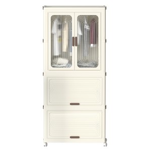 LIVAREEmlen Portable Wardrobe Closet Storage Organizer for Clothes,Clothes Dresser,Magnetic Doors with 4 Cubes&Hanging Rod,10 Pcs Hangers,White - 1 of 4