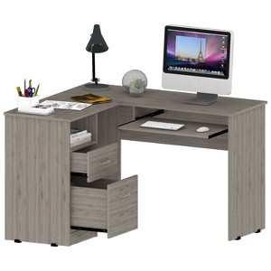 Sapphtopaz Modren L-Shaped Desk with 2 Drawers and CPU Storage Computer Desk with Pull-Out Keyboard Shelf Office Desk for Home Office, Bedroom - 1 of 4