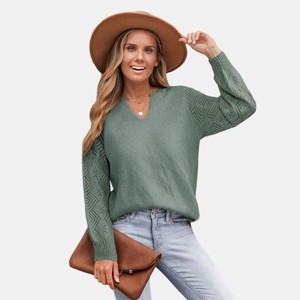 Women's Beige Cozy Chic Knitted Sweater with Lace Details - Cupshe - 1 of 4