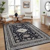 Washable Rug Vintage Floral Distressed Rug Non Slip Backing Low Pile Foldable Floor Cover Oriental Medallion Indoor Carpet Office - 3 of 4