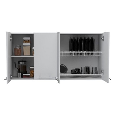 White Engineered Wood Four-Door Wall Cabinet with Shelves