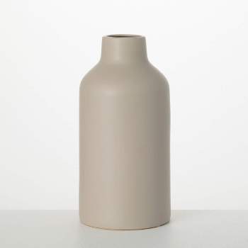 Sullivans 12" Large Matte Gray Bottle Vase, Ceramic