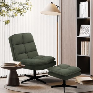 Swivel Accent Chair with Ottoman, Modern Criss-Cross Legs Living Room Chair for Home- Green - 1 of 4