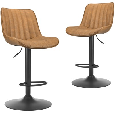Vatros Modern Adjustable Swivel Bar Stools, Tufted Upholstered Barstools, Set of 2