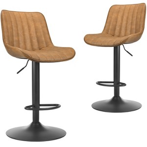 Vatros Modern Adjustable Swivel Bar Stools, Tufted Upholstered Barstools, Set of 2 - 1 of 4