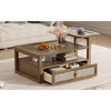TIRAMISUBEST Modern Coffee Table, CenterTable Cocktail Table with 1 Storage Shelf, 2 Tabletops and 1 Rattan Drawer For Living Room - 4 of 4