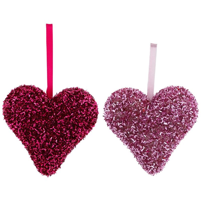 Northlight Set of 12 Tinsel Shimmering Heart-Shaped Valentine's Day Hanging Decorations 4", 4 of 8