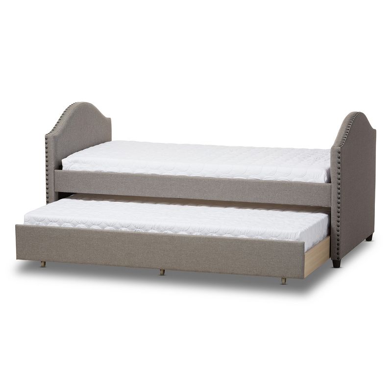 Twin Alessia Modern and Contemporary Fabric Upholstered Daybed with Guest Trundle Bed - Baxton Studio, 3 of 7