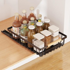 EcoSummer Pull Out Cabinet Organizer, No-Drill Sliding Drawer Shelf with Heavy Duty Rails & Spill-Proof Design for Kitchen/Bathroom. - 1 of 4