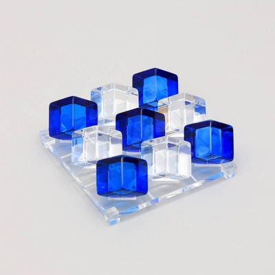 TopComfy Decorative Object Abstract Sculptures Set of 2 Modern Geometric Design for Table, Blue, 8"*8"*3.5"