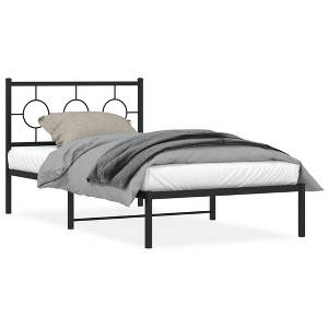 vidaXL Bed Frame Black Powder-Coated Steel 39.4 x 78.7 in Bed Frame - 1 of 4