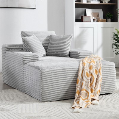 67" Corduroy Chaise Lounge Chair with Wide Armrest, Oversized Deep Seat Convertible Boneless Sofa for Living Room, No Assembly-3irtyhousy