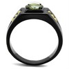 Slickblue Men's Black Ring, Olivine CZ Stone, Yellow Accents, IP Plated Stainless Steel, Polished Finish, Size 8-13 - 3 of 4