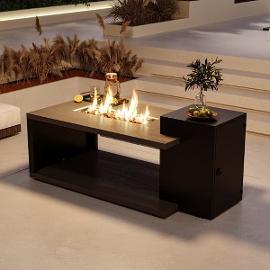 FUFU&GAGA Safe & Stylish Propane Fire Pit Coffee Table: Propane Heat, Ambient Glow – Transform Your Living Room - 1 of 4