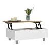 Vynxaria Lift Top Coffee Table - Stylish Storage with Four Legs in White/Light Oak - 3 of 4