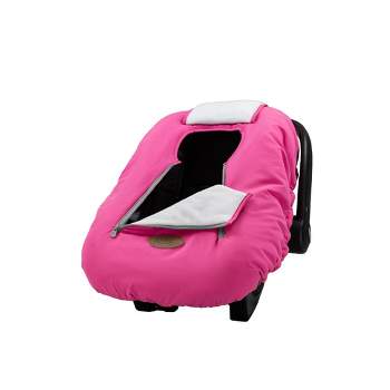 CozyBaby Baby and Infant Insulated Machine Washable Car Seat Cover with Dual Zipper Design, Elastic Edge, and Pull Over Flap, Pink Sheer