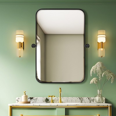 Dovelina Rectangle Metal Frame Bathroom Vanity Mirror Pivot Wall Mirror