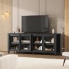 TV Stand for 65 Inch TV, Mid-Century Modern Entertainment Center with 4 Sliding Glass Doors, Media Console with Storage Cabinet for Living Room - 3 of 4