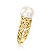 Ross-Simons 9-9.5mm Cultured Pearl Filigree Ring in 14kt Yellow Gold - 3 of 4