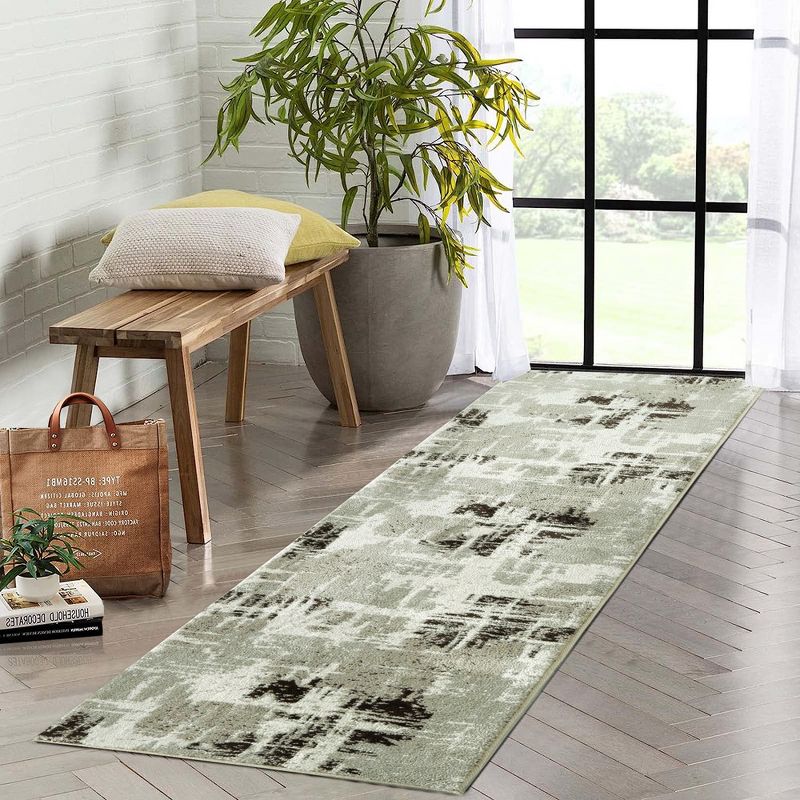 Modern Abstract Area Rug Contemporary Rug Geometric Distressed Rug, 3 of 9