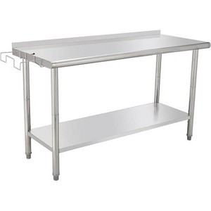Commercial Stainless Steel Table for Prep & Work, 60 x 24 in Kitchen Food Prep Table with Adjustable Under Shelf and Hooks, for Warehouse,Garage - 1 of 4