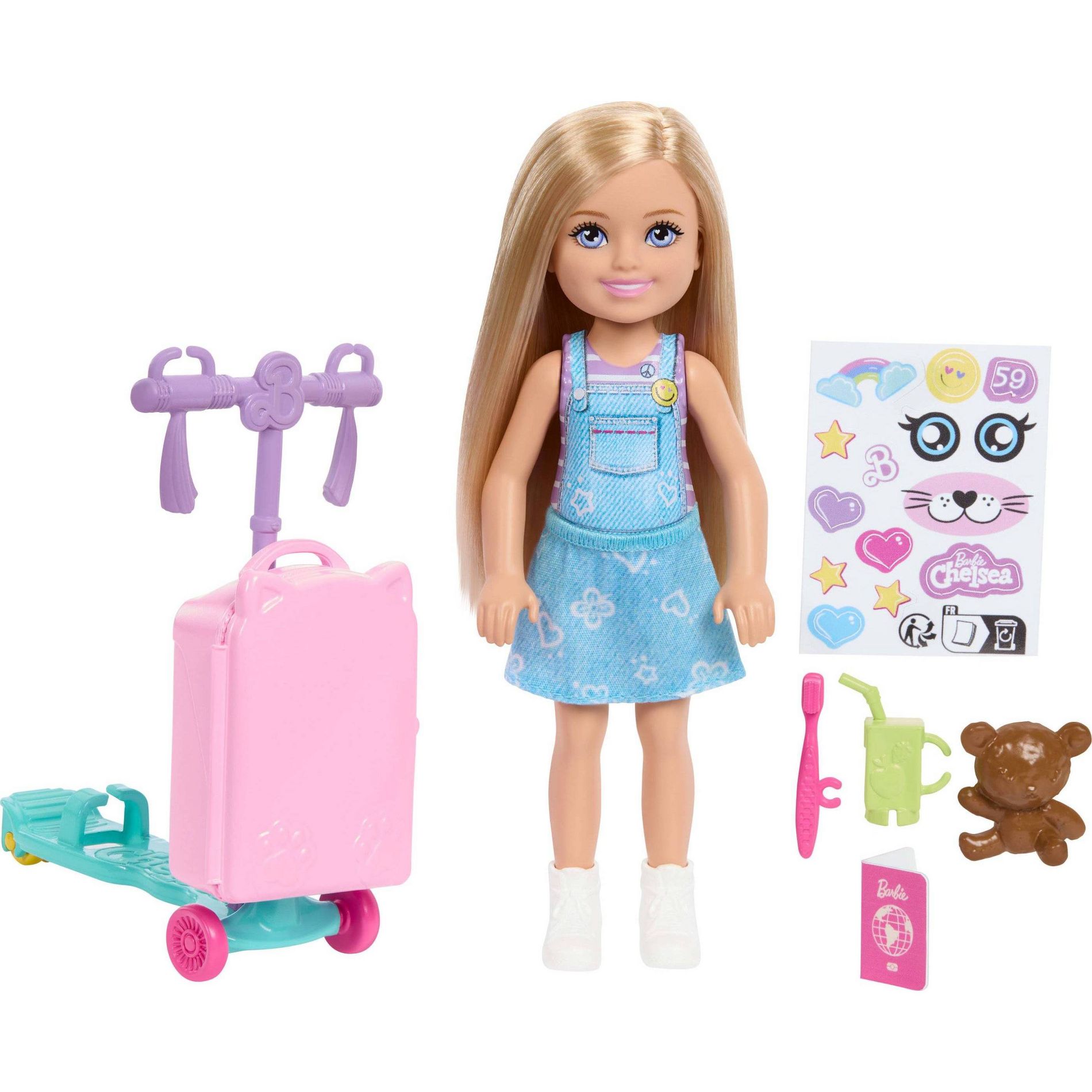 BARBIE Club Chelsea Limitless Adventure Doll Scooter Suitcase and Accessories