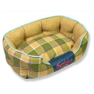 Touchdog Archi-Checked Designer Plaid Oval Dog Bed - 1 of 3
