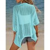 Womens Short Sleeve Cardigan Beach Cover Up Hollow-Out Sweater Cardigan Batswing Sleeve Cover Up Lightweight Cardigan - 2 of 4