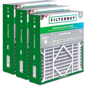 Filterbuy 21x21x5 Air Filter (3-Pack), Pleated MERV 8 Dust Defense Replacement HVAC AC Furnace Air Filters Replacement for Rheem, Ruud, & Protech - 1 of 4