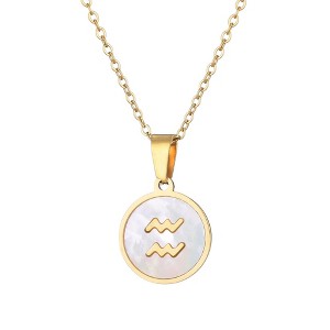 Adornia Tarnish Resistant 18k Gold Plated Mother of Pearl Zodiac Necklace - 1 of 2