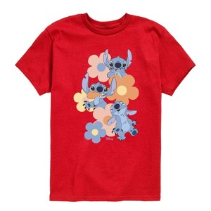 Boys' - Disney - Stitch Pop Flowers Short Sleeve Graphic T-Shirt - 1 of 3