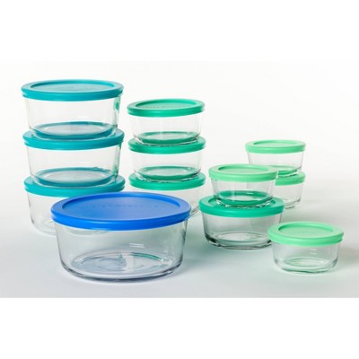 Anchor Hocking 1-Cup Round, Glass Food Storage Containers with Plastic  Lids, Blue, Set of 4