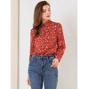 Allegra K Women's Point Collar Long Button Sleeve Button Down Floral Shirt - 3 of 4