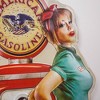 22" x 11.5" American Gas Pin Up Girl Embossed Metal Sign Red: Vintage Auto Decor, Wall Art - American Art Decor - 4 of 4