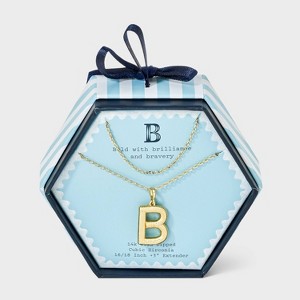 14K Gold Dipped Cubic Zirconia Duo Initial Multi-Strand Necklace - A New Day™ Gold - 1 of 4