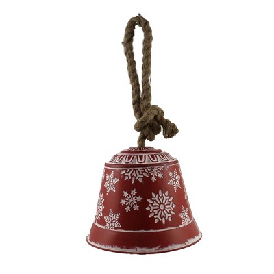 Christmas 6.5" Snowflake Bell 6.5 Inches Jute Hanger Metal  -  Decorative Figurines