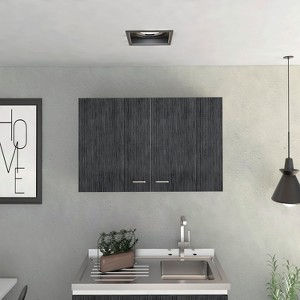 VYNXARIA 19" Wall Cabinet with Two Doors and Two Internal Shelves in White and Smoked Oak ¨C Ideal for Kitchen Organization - 1 of 4