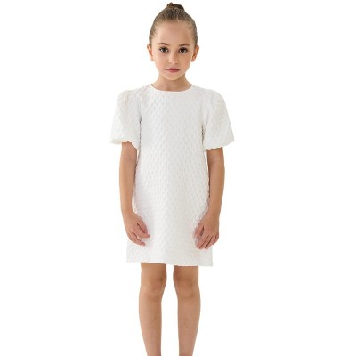 2Bunnies Girls' Textured Puff Sleeve Dress